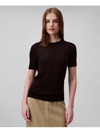 CALVIN KLEIN - Women's Fine Gauge Short-sleeve Sweater BLACK