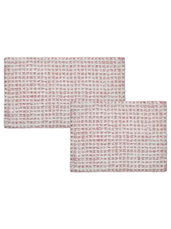 VCNY - Mainstays Tufted Windowpane Stripe Cotton Bath Rug Set PINK