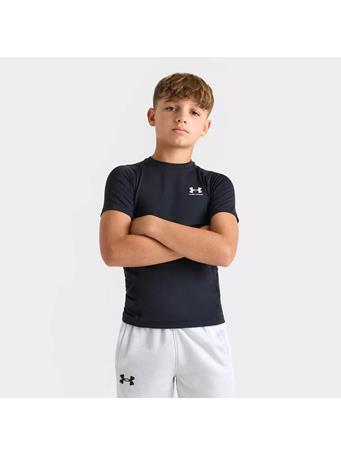 UNDER ARMOUR - Boys HeatGear Armour Short Sleeve T-Shirt BLACK/WHITE