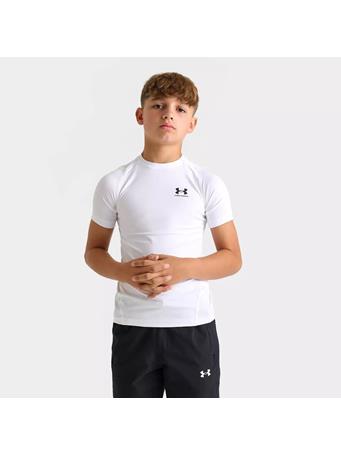 UNDER ARMOUR - Boys HeatGear Armour Short Sleeve T-Shirt WHITE/BLACK