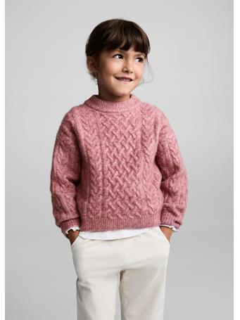 MANGO - Braided Knitted Sweater DARK RED