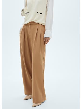 MANGO - Wideleg Pleated Trousers MEDIUM BROWN