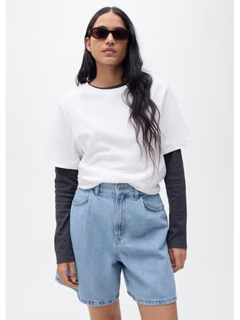 MANGO - Straight shorts with turn-up hem MEDIUM BLUE