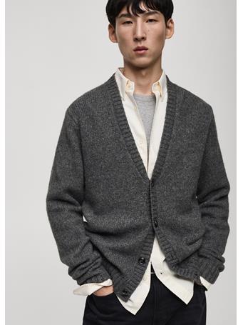 MANGO - Knitted Wool Blend Cardigan GREY
