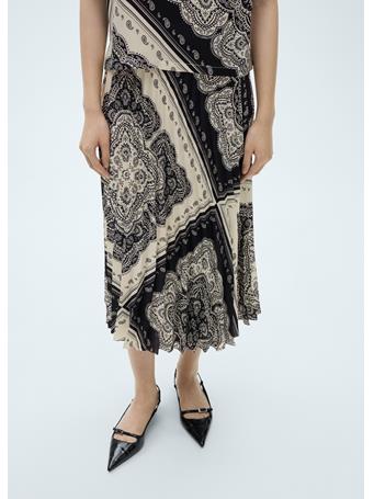 MANGO - Paisley-print Pleated Skirt MEDIUM BLUE