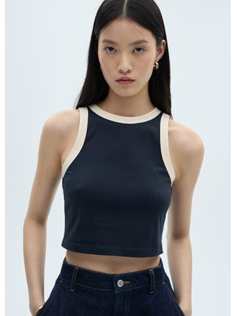 MANGO - Contrast Trim Top NAVY