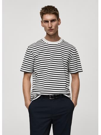 MANGO - 100% Cotton Striped T-shirt CREAM