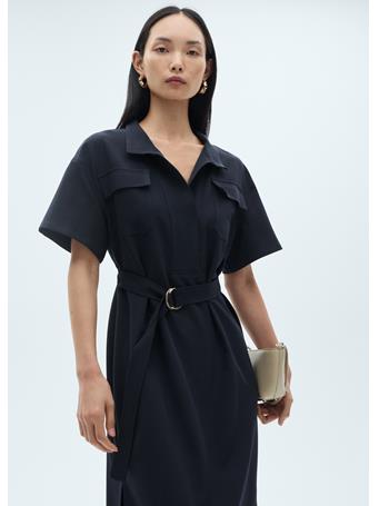 MANGO - Short-sleeved Dress With Belt MEDIUM BLUE