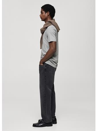 MANGO - 100% Cotton Slim-fit V-neck T-shirt GREY