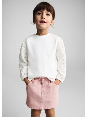 MANGO - Embroidered Sleeve T-shirt IVORY