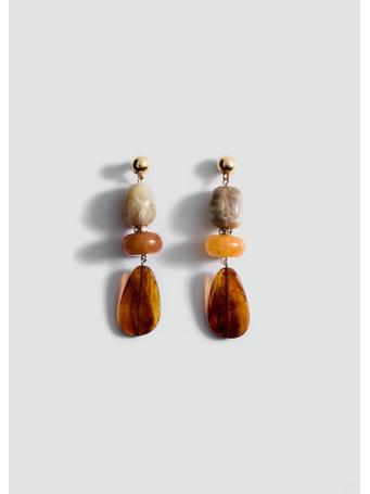 MANGO - Beaded drop earrings BRIGHT ORANGE