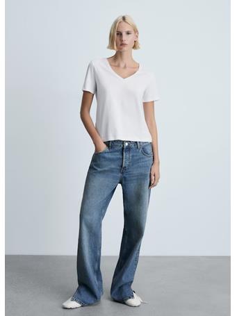 MANGO - V-neck cotton T-shirt WHITE