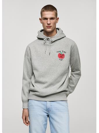MANGO - Graphic Hooded Sweatshirt GREY