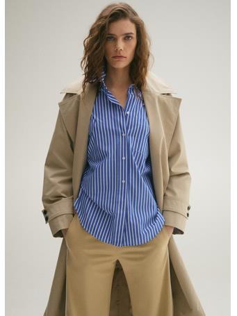 MANGO - Combined Striped Shirt MEDIUM BLUE