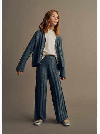 MANGO - Ribbed Knit Trousers DARK BLUE