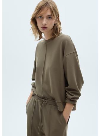 MANGO - Crew-neck sweatshirt with stitching detail MEDIUM BEIGE