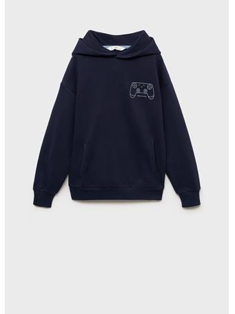 MANGO - Printed Hoodie NAVY