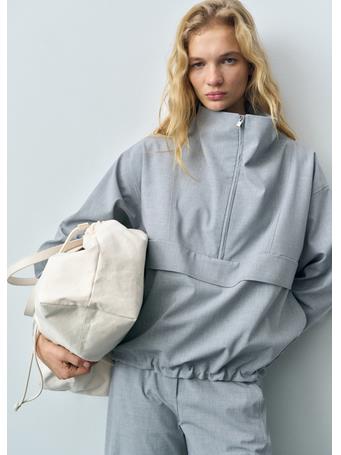 MANGO - Oversized Parka With Zipper LT PASTEL GREY