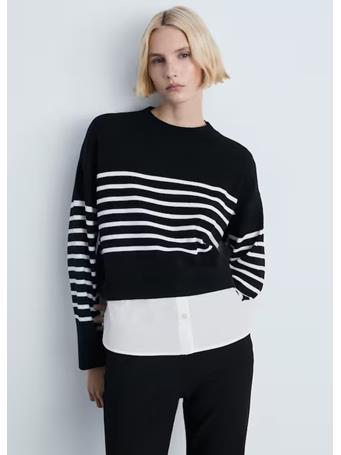 MANGO - Combined Knitted Sweater BLACK