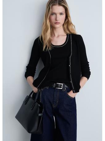 MANGO - V-neck knitted cardigan BLACK