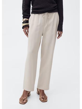 MANGO - Elastic Waist Flowy Trousers LIGHT BEIGE