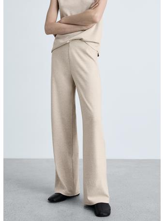 MANGO - Fine-knit Wideleg Trousers LIGHT BEIGE