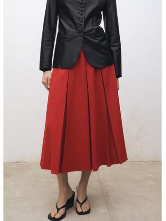 MANGO - Wool-blend Pleated Skirt BRIGHT RED