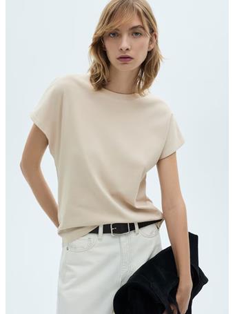 MANGO - Rounded neck cotton t-shirt LIGHT BEIGE