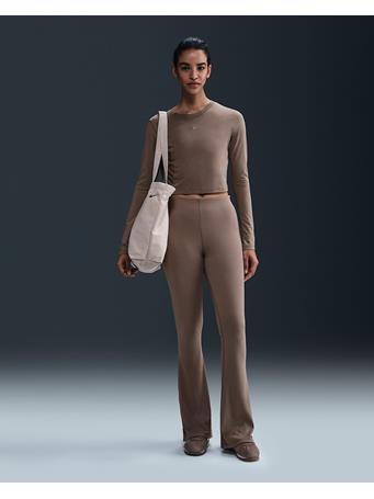 NIKE - Sportswear Chill Knit Women's Tight Mini-Rib Flared Leggings MINK BROWN
