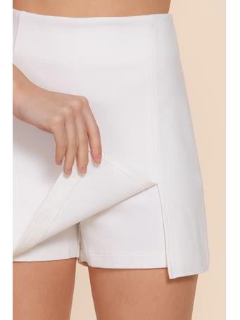 ACTIVE BASIC - Side Zipper Slit Ponte Mini Skort WHITE