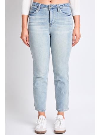 YMI JEANSWEAR - High Rise Vintage Stretch Straight Leg Crop Jeans LIGHT WASH