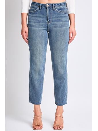 YMI JEANSWEAR - High Rise Cropped Straight Leg Jean MED WASH