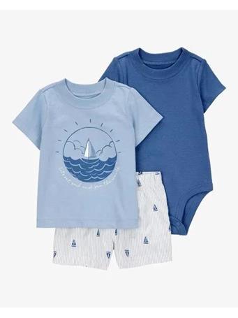 CARTER'S - Baby 3-Piece Sailboat Little Short Set BLUE