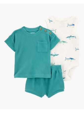 CARTER'S - Baby 3-Piece Shark Little Short Set TURQUOISE