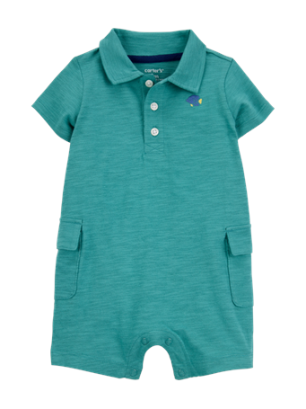CARTER'S - Polo Cotton Romper TURQUOISE