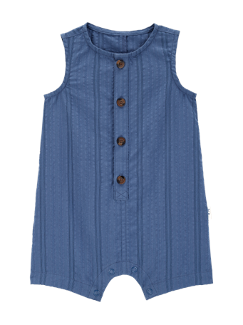 CARTER'S - Button-Down Cotton Romper NAVY