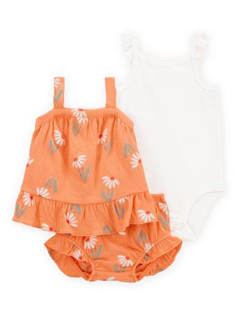 CARTER'S - Baby 3-Piece Floral Little Short Set ORANGE