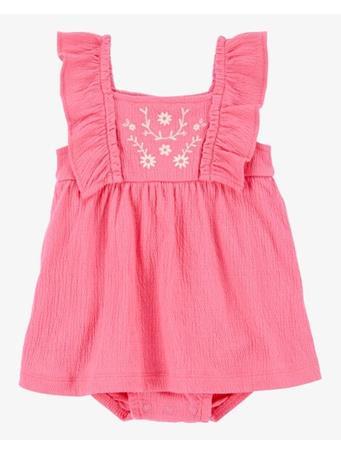 CARTER'S - Baby Floral Flutter Bodysuit Dress PINK