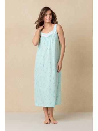 CAROLE HOCHMAN  - Lily of The Valley Cotton Ballet Nightgown AQUA/PRT