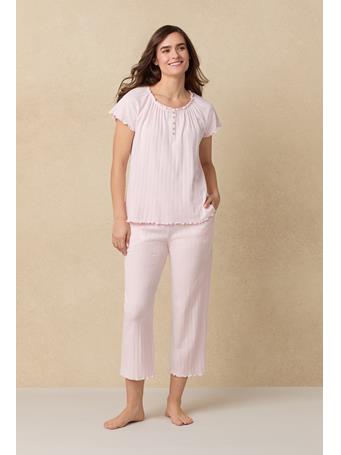 CAROLE HOCHMAN - Sweet Rose Cotton Pointelle Capri Pajama Set PINK
