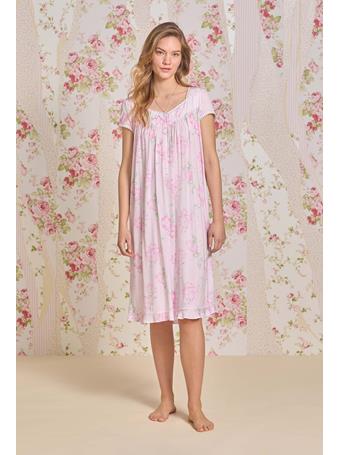 EILEEN WEST - Wild Stem Tencel Modal Waltz Nightgown PINK/FL