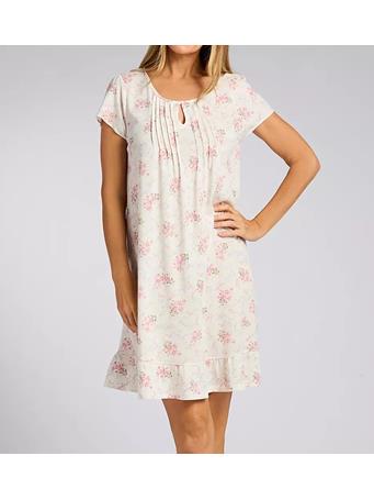 RALPH LAUREN - Flutter Sleeve Keyhole Neck Short Gown IVORY FLORAL