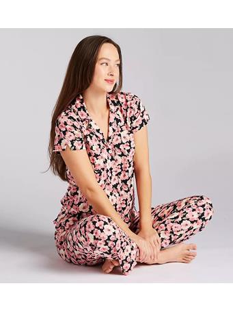 RALPH LAUREN - Short Sleeve Notch Collar Ankle Pant PJ Set PINK BQT