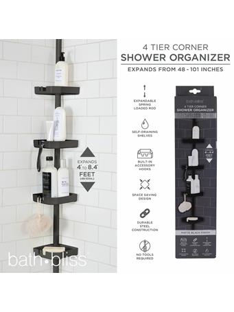 KENNEDY INTERNATIONAL - 4 Tier Tension Corner Shower Caddy BLACK