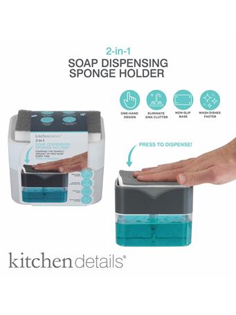 KITCHEN DETAILS - 2-in-1 Soap Pump Dispenser & Sponge Holder with Sponge ASSORTED