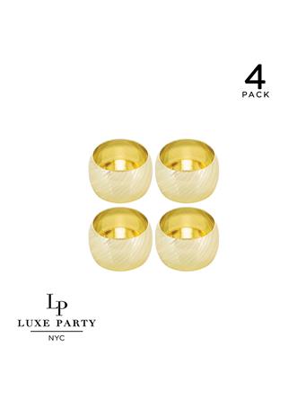 KENNEDY INTERNATIONAL - Debossed Metal Napkin Ring Set GOLD
