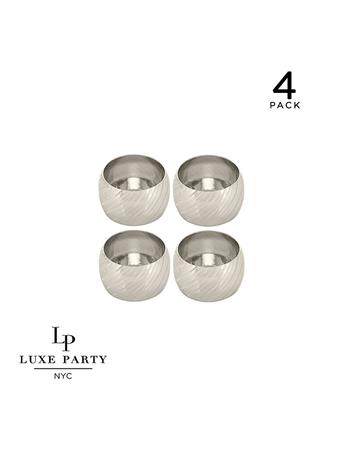 KENNEDY INTERNATIONAL - Debossed Metal Napkin Ring Set SILVER