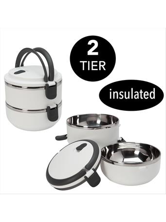 KENNEDY INTERNATIONAL - Round 2 Tier Stainless Steel Insulated Lunch Box WHITE