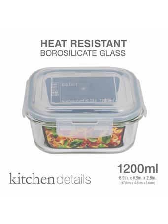 KENNEDY INTERNATIONAL - 1200ml Square Shape High Borosilicate Food Container CLEAR