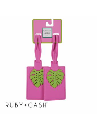 KENNEDY INTERNATIONAL - Luggage Tags with Palm Charm - 2 Pack PINK